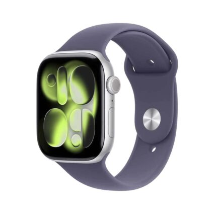 Apple Watch Series 11 GPS, 46mm Silver Aluminium Case with Purple Fog Sport Band (M/L) — INT MEVA4 | PAPITA Global