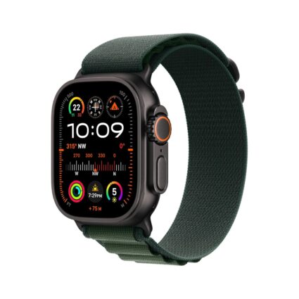 Apple Watch Ultra 2 (GPS + Cellular, 49mm) — Black Titanium Case with Dark Green Alpine Loop (Medium) — PAPITA Global