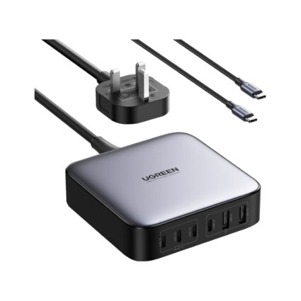 UGREEN Nexode 200W GaN 6-Port Desktop Fast Charger — 4x USB-C PD + 2x USB-A, Gray (PAPITA UAE)