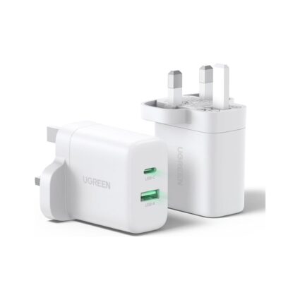 UGreen 20W PD Fast Charger (1x USB-A, 1x USB-C) — White — PAPITA UAE