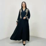 Women's & Girls' Soft Fabric Arabic Abaya — Long Sleeves, Floral Embroidery