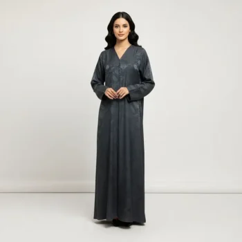 Women's Floral Arabic-Style Abaya — Long Sleeves, Button Closure