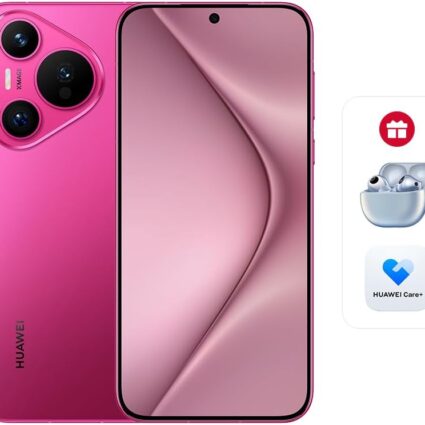 HUAWEI Pura 70 Smartphone (12GB/256GB) — Pink, 6.6" Flat‑edge Display, Ultra Speed Snapshot, 66W SuperCharge, 4900mAh; Includes HUAWEI FreeBuds Pro 3 & 6‑Month Huawei Care+