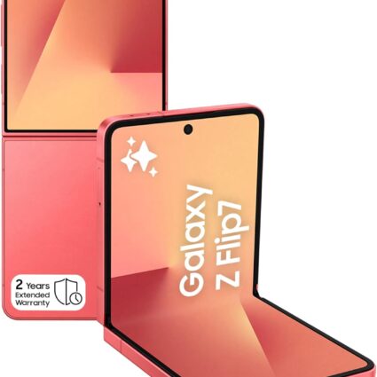 Samsung Galaxy Z Flip7 (AI Phone) — Coral Red, 512GB Storage, 12GB RAM, 50MP Front Camera, 3nm Processor, 4300mAh Battery, 2-Year Manufacturer Warranty