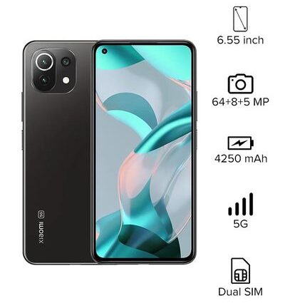 Xiaomi 11 Lite 5G NE (Truffle Black) Dual SIM — 8GB RAM, 256GB + Mi True Wireless Earphones 2 Basic — Merchandise Uganda Shop