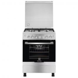 Electrolux 60x60 cm Freestanding Gas Cooker — 4 Burners, Cast-Iron Pan Supports, XXL Fan Oven, Automatic Ignition & Thermocouple Safety (Stainless Steel)