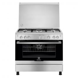 Electrolux 90 x 60 cm Freestanding Cooker — 5-Burner Gas Hob, Cast-Iron Pan Supports, XXL Fan Oven, Auto Spark Ignition & Thermocouple Safety, Fingerprint-Resistant Stainless Steel