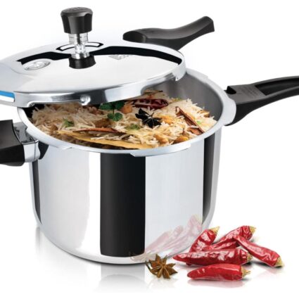 Milton Pro Cook Triply Stainless Steel Pressure Cooker With Outer Lid, 5 litre, Silver | Dishwasher Safe | Food Safe | Induction Safe | Hot Plate Safe | Flame Safe