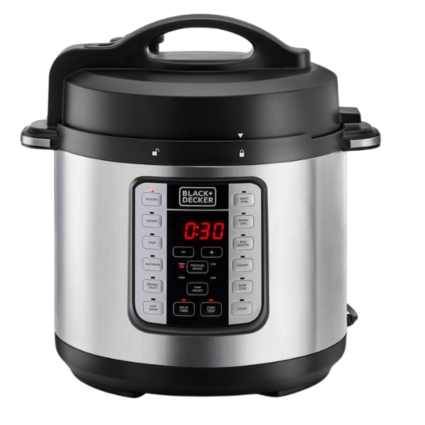 BLACK+DECKER PCP1000-B5 6L Electric Pressure Cooker, 7-in-1 Multi-Cooker, 1000W, Silver/Black