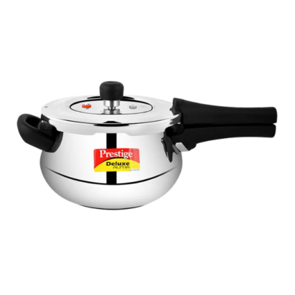 Prestige MPD20267 3L Deluxe Alpha Svachh Pressure Cooker, Stainless Steel, Spillage Control, Black/Silver