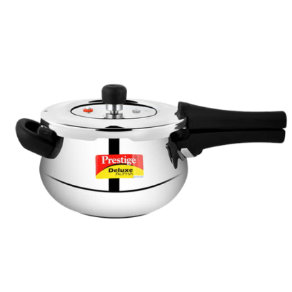 Prestige MPD20266 2L Deluxe Alpha Svachh Baby Handi Pressure Cooker, Stainless Steel, Black/Silver