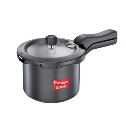 Prestige MPD20223 3L Popular Svachh Hard Anodised Pressure Cooker, Deep Lid, Spillage Control, Silver