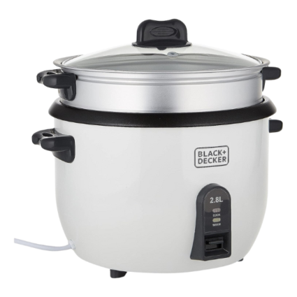 BLACK+DECKER RC2850-B5 Rice Cooker 2.8L, 1100W, White/Black/Silver
