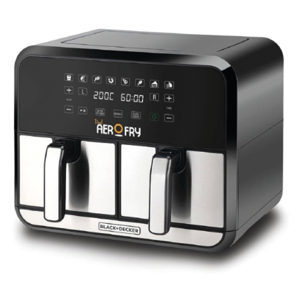 Black+Decker Dual Zone Air Fryer 8L 1700W Black/Silver