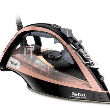 Tefal Ultimate Pure Steam Iron, 260g/min Steam Boost, 350ml Water Tank, 3m Power Cord, 3100W, Black and Rose Gold, FV9845