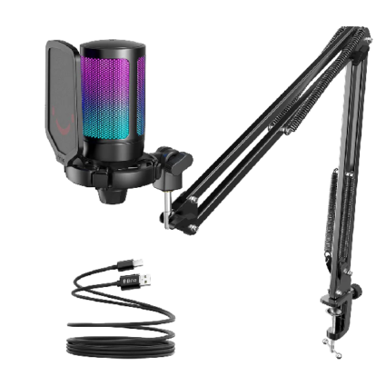 FIFINE A6T USB RGB Gaming Microphone Kit — Black