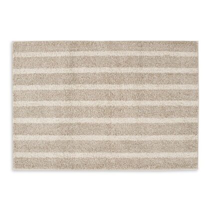 Beige Melange Striped Polyester Bath Mat — 2200 GSM, 60 × 90 cm