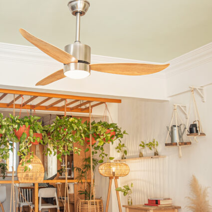 Curved 48 Inch Wooden Brown Ceiling Fan