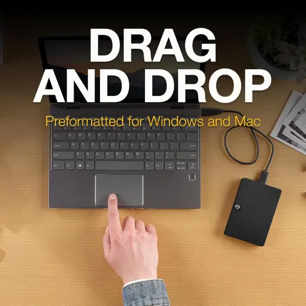 Seagate Expansion 2TB Portable USB 3.0 External Hard Drive — Black (for Backup) - Image 2