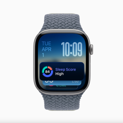 Apple Watch Series 11 (GPS) 46mm — Silver Aluminium Case with Purple Fog Sport Band (M/L)