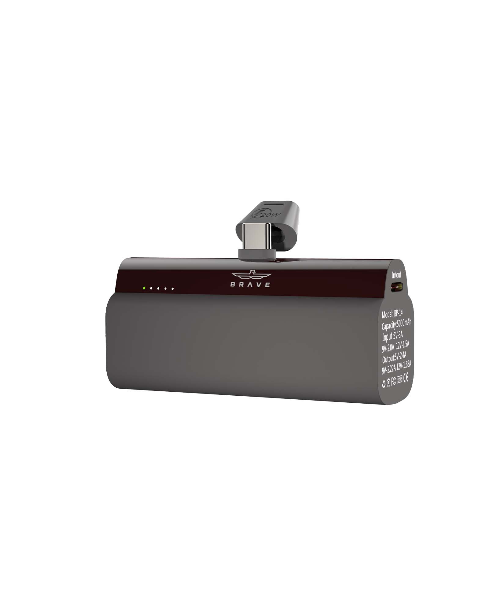 BRAVE Portable Power Bank, Efficient 5000mAh Charger with 20W Type-C Output and Compact Design for Easy Travel, BP-14