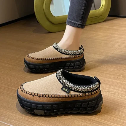 Brown Slip-On Platform Shoes — Soft Sole, Durable Comfort