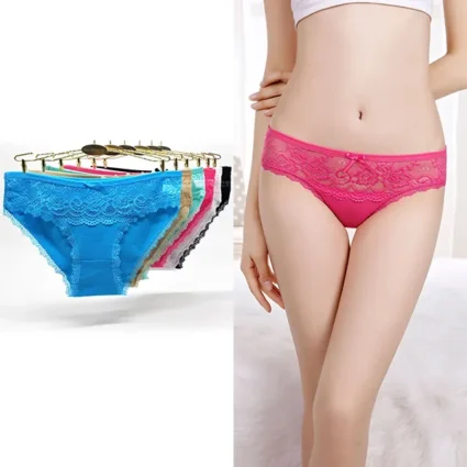 Women's Cotton Briefs with Lace Trim — 6-Pack