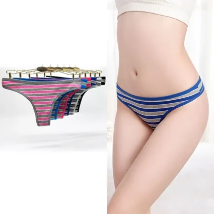 Colorful Striped Women's Thong Set